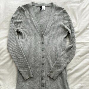 H&M grey ribbed long cardigan